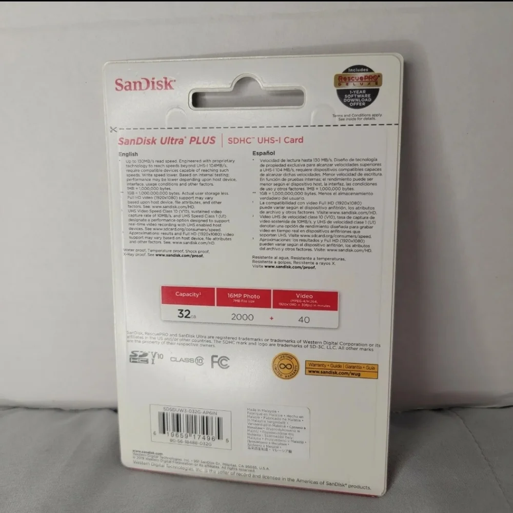 SanDisk 32gb Ultra Plus SDHC Flash Memory Memory Card